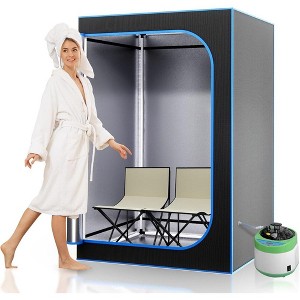 SereneLife Compact Portable Steam Sauna - Black - 1 of 4