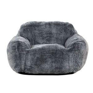 NicBex Modern Soft Faux Fur Bean Bag Chair with Armrest,High-Resilience Memory Foam Filled Lounge Chair for Adults&Kids for Living Room,Blue/Gray - 1 of 4