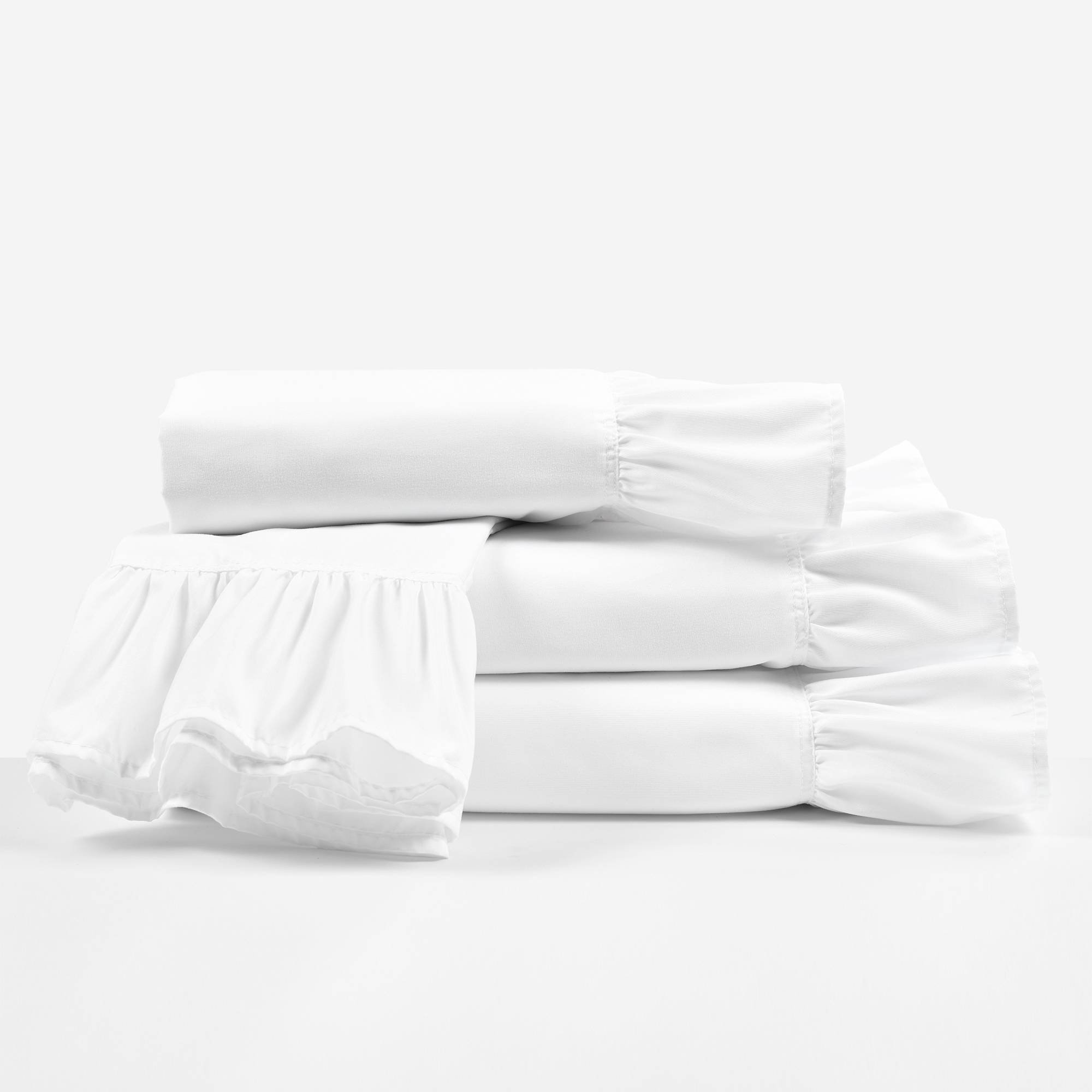 6pc King Reyna Ruffle Sheet Set White - Lush Décor: Microfiber, OEKO-TEX Certified, 225 Thread Count