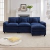 HYLEORY Chenille Fabric Pillow Top Arm U-Shaped Sectional Sofa , Indoor Convertible Modular Sectional Sofa Set with 2 Ottomans for Living Room - 3 of 4