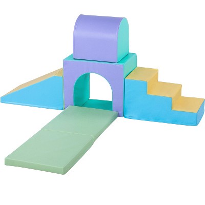 New Bounce Pastel Deluxe Soft Play Set - 6 Piece Climbing Set for Babies and Toddlers