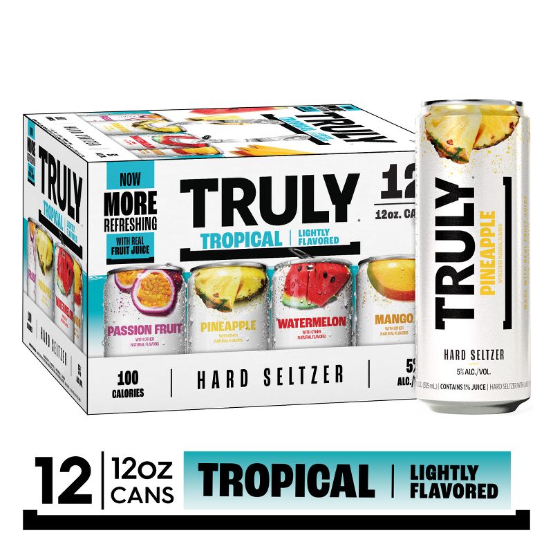Truly Hard Seltzer Tropical Mix Pack - 12pk/12 fl oz Slim Cans, 4 of 10