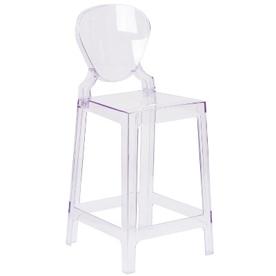 Emma and Oliver Ghost Counter Stool with Tear Back in Transparent Crystal