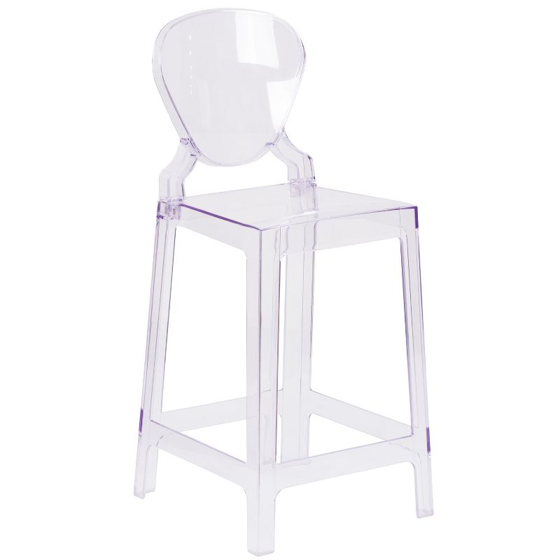 Flash Furniture Ghost Counter Stool with Tear Back in Transparent Crystal, 1 of 6