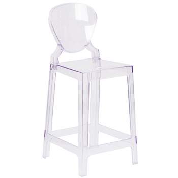 Flash Furniture Ghost Counter Stool with Tear Back in Transparent Crystal