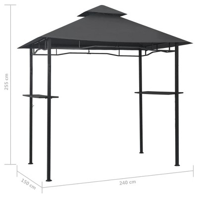Anthracite Steel BBQ Gazebo with Double-Layer Roof