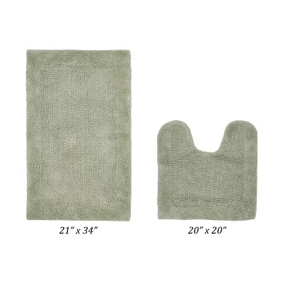 Edge Bath Rug 100% Premium Cotton Ultra-soft Water Absorbent Tufted Solid Reversible 2 Piece Bathroom Rug Set For Machine Washable Bathmat