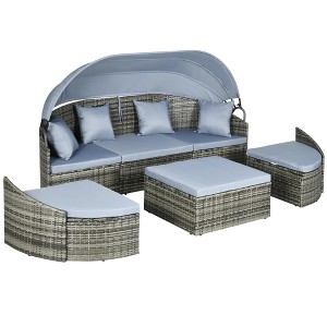 Resenkos Convertible Rattan Daybed Sectional, Outdoor Sectional Furniture, Light Gray - 1 of 4