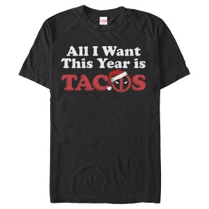 Men's Marvel Christmas Deadpool All I Want is Tacos T-Shirt - 1 of 4