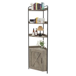 Corner Storage Cabinet 5-Shelf,70.9 Inch Farmhouse Bookcase, Rustic Industrial Bookshelves for Living Room, Kitchen, Bedroom or Office - 1 of 4