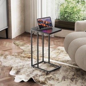 C Shaped End Table, Small Side Tables for Sofa and Bed, Couch Table That Slides Under for Living Room, Bedroom, Home Office, Small Spaces - 1 of 4