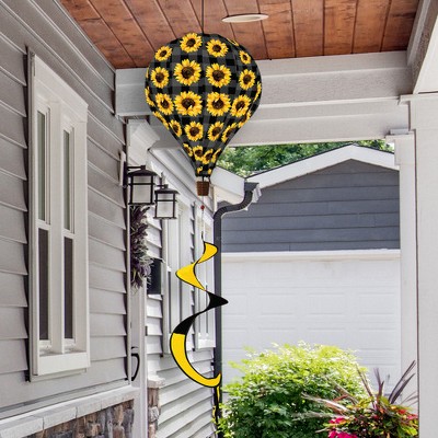 Sunflower Pattern Black and Yellow Hot Air Balloon Windsock