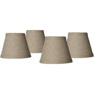 Springcrest Set of 4 Empire Lamp Shades Fine Burlap Natural Small 3" Top x 5" Bottom x 4" High Candelabra Clip-On Fitting - 1 of 4