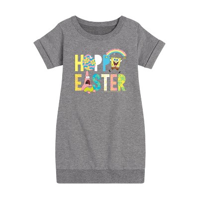 - SpongeBob SquarePants - Hoppy Easter Icons Graphic Short Sleeve Fleece Dress