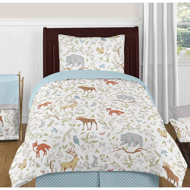 Sweet Jojo Designs Gender Neutral Unisex Twin Comforter Bedding Set Woodland Toile Multicolor 4pc, 1 of 6