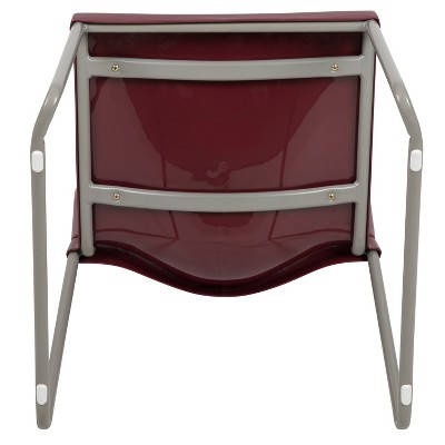 Gray Ergonomic Mid-Back Metal Stacking Chair