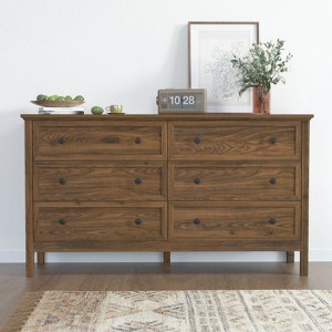 ORRD 6-Drawer Dresser, Wood Storage Cabinet with Black Handles, Modern Chest for Bedroom & Living Room - 1 of 4