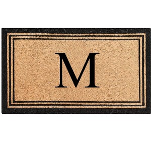 A1HC Natural Coir and PVC Backing Classic Border Monogrammed Door Mat, Anti-Shed Entry Doormat - 1 of 4
