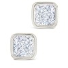 SHINE by Sterling Forever Sterling Silver Asscher Cut Bezel Set Stud Earrings - 3 of 4