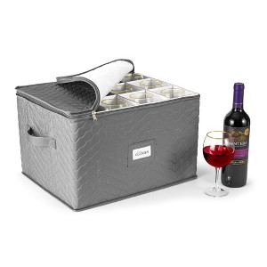 Sorbus Quilted Glassware Storage Case with Dividers - Holds 12 - Great for Protecting Wine Glasses, Champagne Flutes, Goblets, and more - 1 of 4