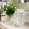 Essential Decor & Beyond 12.6" White Tabletop Metal Lantern Candle Holder With Handle - 3 of 4