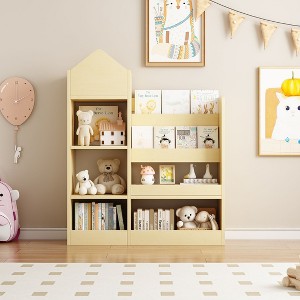 Grungis Decorative Bookshelf for Kids with 6 Compartments and 2 Baskets Bins,Storage Shelves with 2 Open Shelves for Living Room,Bedroom - 1 of 4