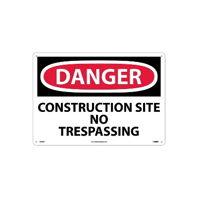 National Marker Construction Site No Trespassing 14X20 .040 Aluminum Danger Sign D248AC