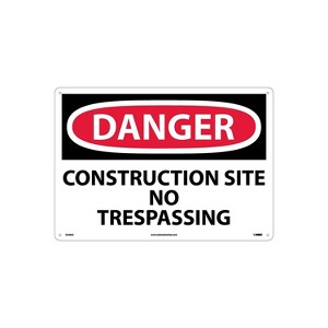 National Marker Construction Site No Trespassing 14X20 .040 Aluminum Danger Sign D248AC - 1 of 1