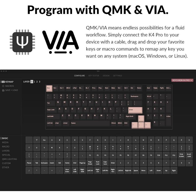 Keychron K4 Pro Custom Wireless Mechanical Keyboard, 96 Keys Hot-swappable QMK/VIA Programmable Macro with K Pro Brown Switch RGB Backlit Compatible, 2 of 6