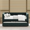 Twin Size Upholstered Daybed, Velvet Tufted Platform Bed Frame with Twin Size Trundle Bed -ModernLuxe - image 2 of 4