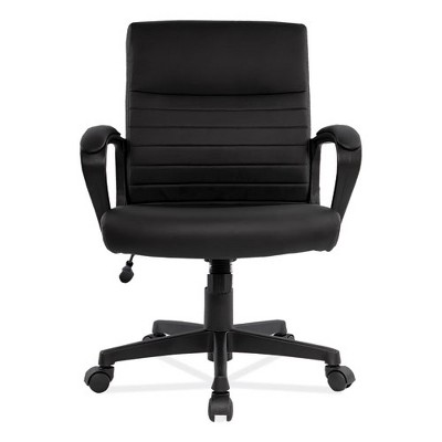 Sleek Executive Black Leather Manager Chair with Adjustable Height