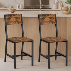 VASAGLE Dining Chair Set of 2, Rustic Wood Chairs with Metal Steel Frame, Easy to Assemble, Comfortable Seat, Modern Farmhouse Chair - 1 of 4