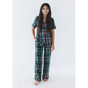 Women's Notch Collar Pajama Set | Tartan Steamboat Willie | Charlie Lou Baby - 1 of 4
