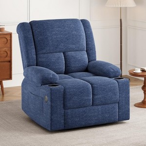 FURNIinspire Sofas Power Lift Recliner Sofas with Massage and Heat for Elderly People for Living Room, Blue,39.8"*29"*41" - 1 of 4