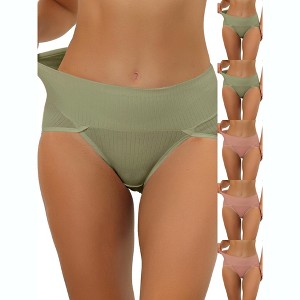 INSPIRE CHIC Women's Hi-Cut Ribbed High Waist Tummy Control Available in Plus Size Briefs 6 Packs - 1 of 4