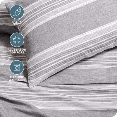 Twin Heather Charcoal Stripe Microfiber Sheet Set