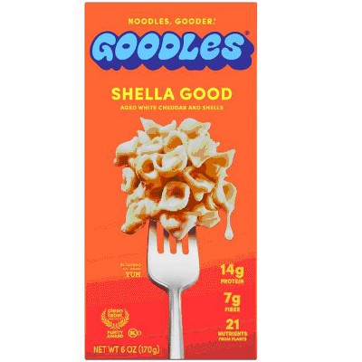 Goodles Mac & Cheese Shella Good Noodles, Cheddar, Shells, Regular, 6 oz (Pack of 2)