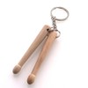 Mini Wooden Drum Keychain,Wooden Drumsticks Keychains,Keyring Gift for Drummer Friends Double (with 4 Link Chain) - 2 of 4