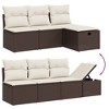 vidaXL 7 Piece Patio Sofa Set with Cushions - Brown and Cream Without Table - 3 of 4
