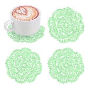 Unique Bargains Round Handmade Crochet Cotton Cup Coaster Placemats Home Decoration - 1 of 4