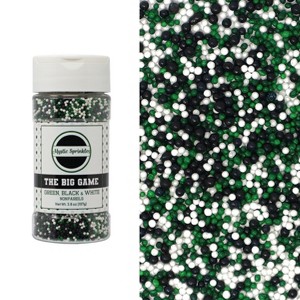 Mystic Sprinkles The Big Game - Green, Black & White Nonpareil Mix 3.8oz - 1 of 3