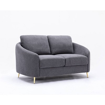 Yuina 60'' Gray Linen Loveseat with Sloped Arms