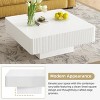 31.6" Modern Square Fluted Coffee Table with Thick Top and Pedestal Base, White Minimalist Center Table for Living Room -3irtyhousy - 3 of 4