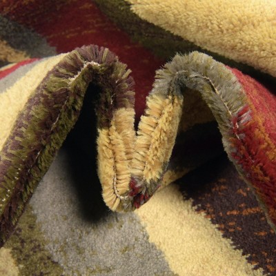 9' x 12' Beige and Burgundy Abstract Area Rug