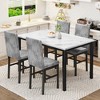 Hooseng 5 Pieces Kitchen Table And Chairs Set, Dining Table Set for 4, Rectangular Dining Table Set with Four Upholstered Chairs And Faux Marble Top - 2 of 4