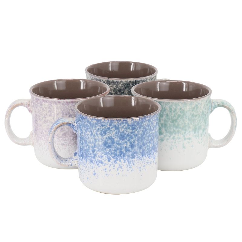 Gibson Home Blurry 4 Piece 19 Ounce Stoneware Straight Shape Mug Set in Assorted Colors, 1 of 7