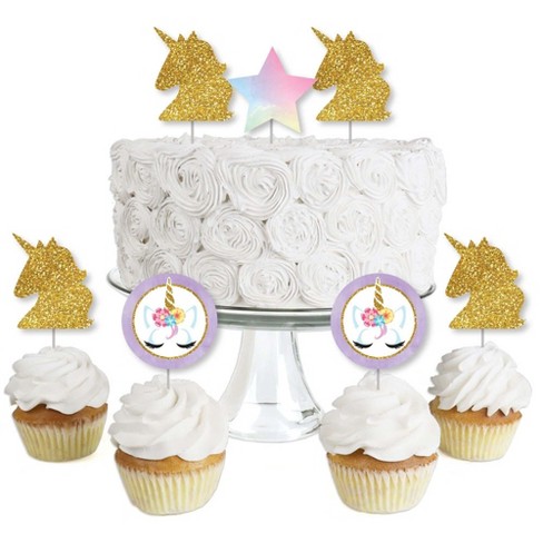 Big Dot of Happiness Rainbow Unicorn - Magical Unicorn Birthday Party Cake  Decorating Kit - Happy Birthday Cake Topper Set - 11 Pieces