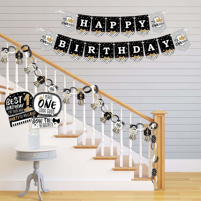 Big Dot of Happiness 1st Birthday Little Mr. Onederful - Banner and Photo Booth Decorations - Boy First Birthday Supplies Kit - Doterrific Bundle, 3 of 7