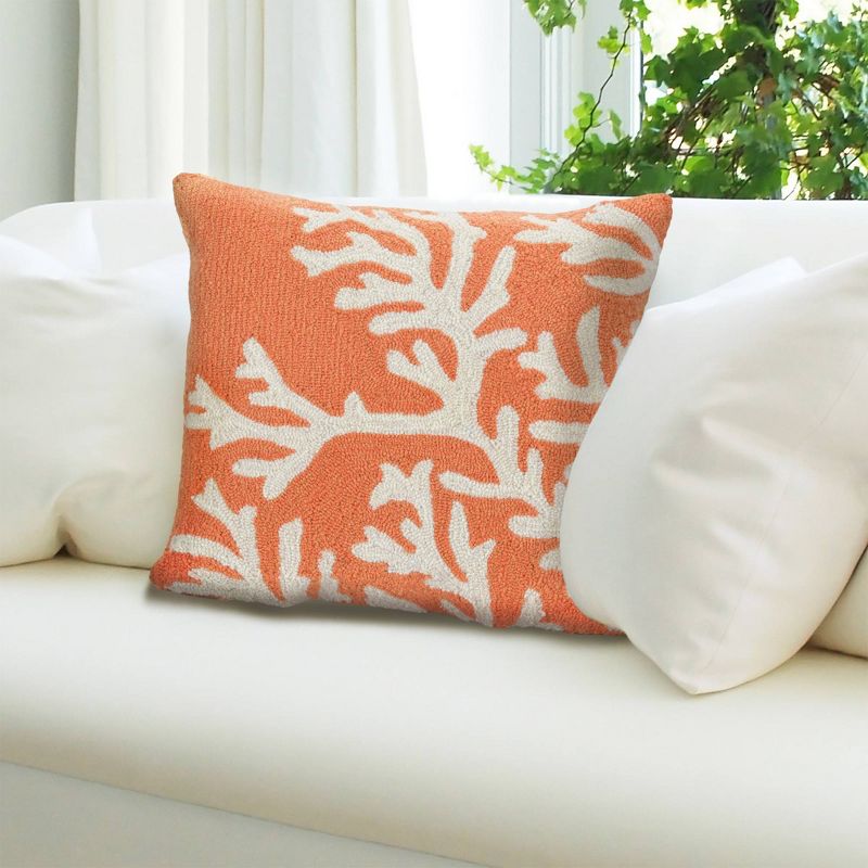 18&#34;x18&#34; Front Porch Coral Print Indoor/Outdoor Square Throw Pillow Orange - Liora Manne, 3 of 7