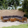 vidaXL Wooden Lounge Set Dark Grey Solid Acacia Wood, 100% Polyester Fabric - 2 of 4